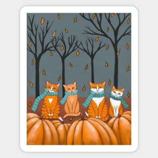 Ginger Autumn Kitties Sticker